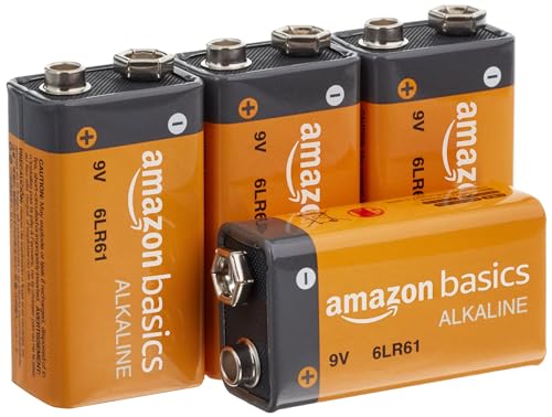 Amazon Basics - Pilas alcalinas de 9 voltios, gama Everyday, paquete de 4 (el aspecto puede variar)
