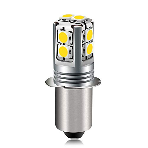 Ruiandsion Bombilla LED de base P13.5S de 6 a 40 voltios actualización de luz LED de 4300K blanco cálido 6V 9V 12V 18V 19,2V 24V repuesto para linterna linterna de trabajo, no polaridad